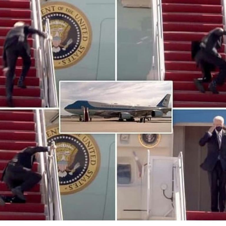 President Biden Stumbles multiple times while Boarding Airforce One
