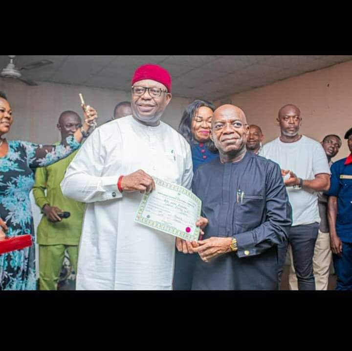 ABIA GOVERNOR ELECT RECEIVES CERTIFICATE OF RETURN FROM INEC