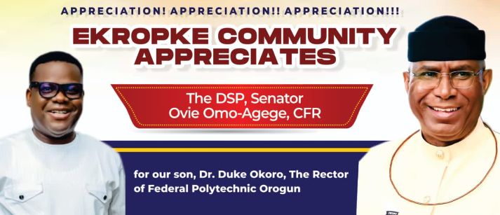 Fed Poly Orogun: Ekropke community congratulates Okoro on appointment as Rector