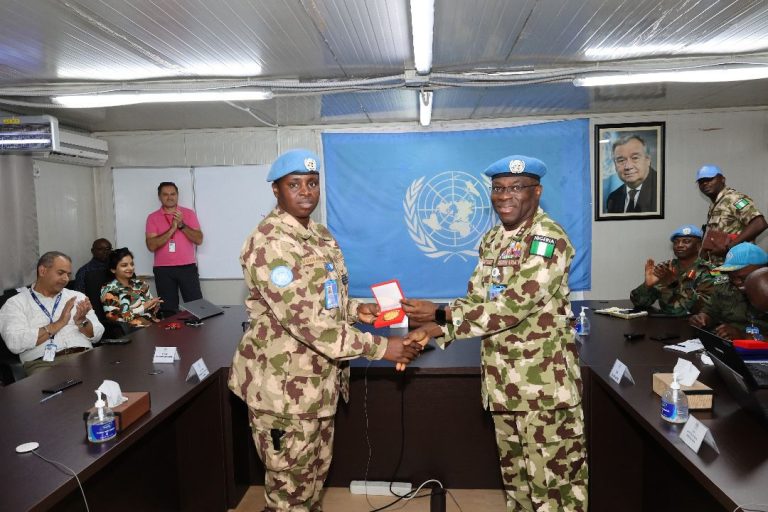 Nigerian Female Air Force Officer Honours Bags UNISFA Award for Meritorious Service