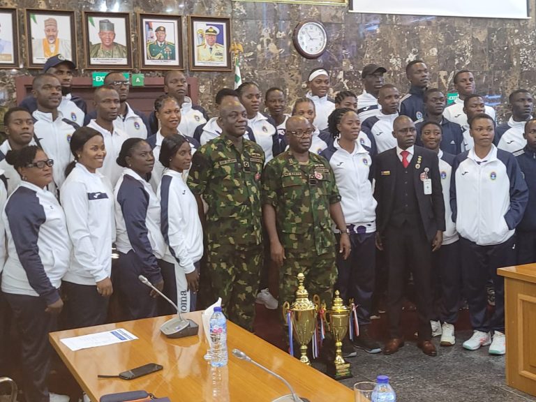 Victorious CNS Spikers Volleyball Club Team Presents Trophies to Chief of Naval Staff