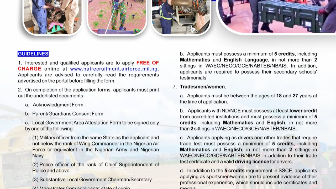 NAF Invites Application from Suitably Qualified Candidates from Airmen/Airwomen for Basic Military Training Courses 46/2025
