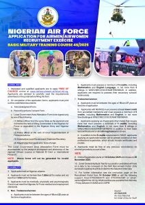 NAF Invites Application from Suitably Qualified Candidates from Airmen/Airwomen for Basic Military Training Courses 46/2025