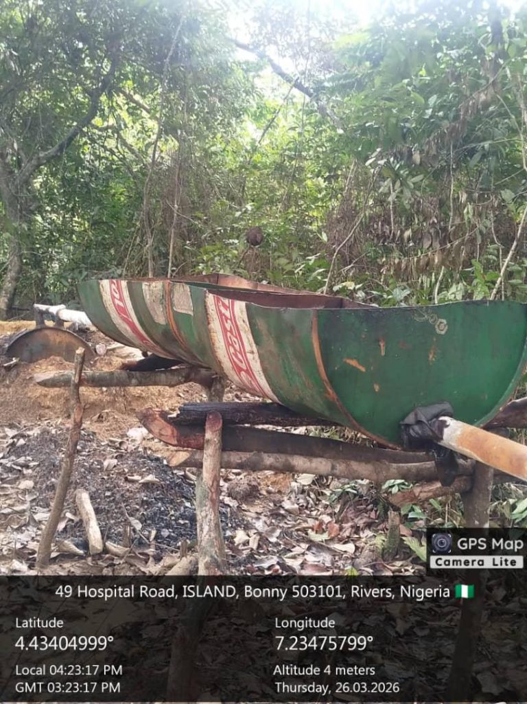 Operation Delta Sentinel: NN Destroys Illegal Refining Site In Bonny, Recovers Over 20000 Litres Of Stolen Crude Oil