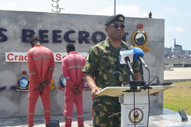 Navy Ship Beecroft Transfers Suspected Ghanian Stowaways To Nigeria Immigration Service