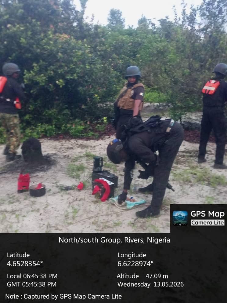 Nigerian Navy Detects Suspected Staging Camps, Recovers Arms, Ammunition, Bomb Making Materials In Rivers- Bayelsa Creek Corridor