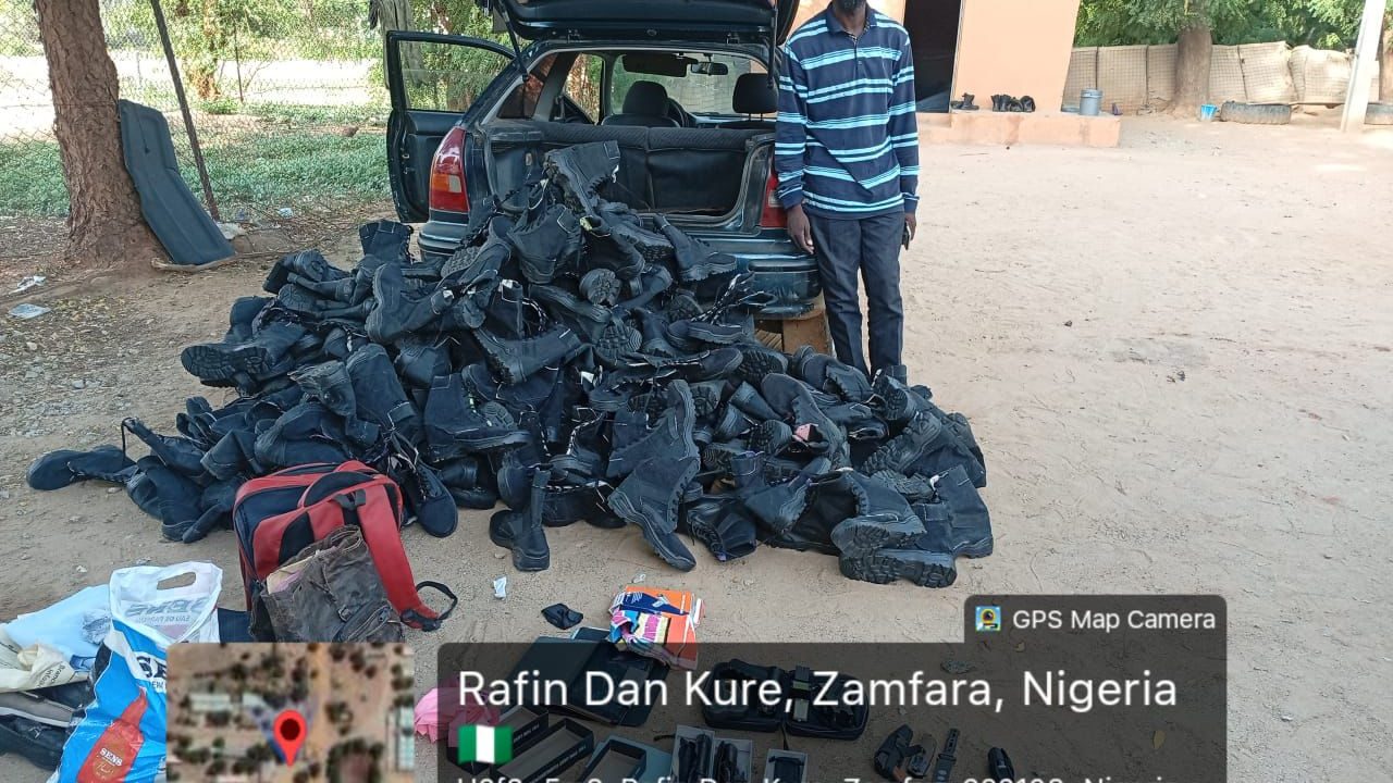 Troops Arrest Suspected Terrorist Logistics Supplier, Recover 150 Combat Boots, Tactical Gear in Zamfara