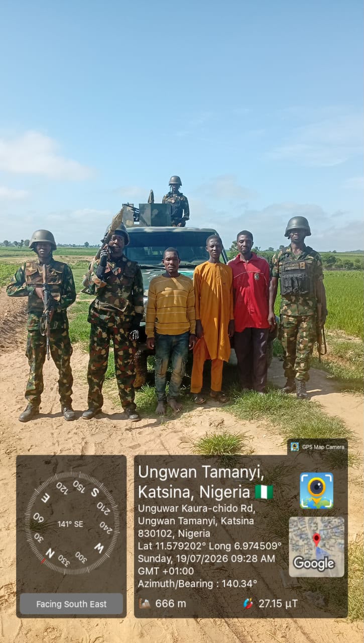 Operation Fansan Yamma Troops Rescue Three Kidnapped Farmers After Daring Escape from Terrorists in Katsina
